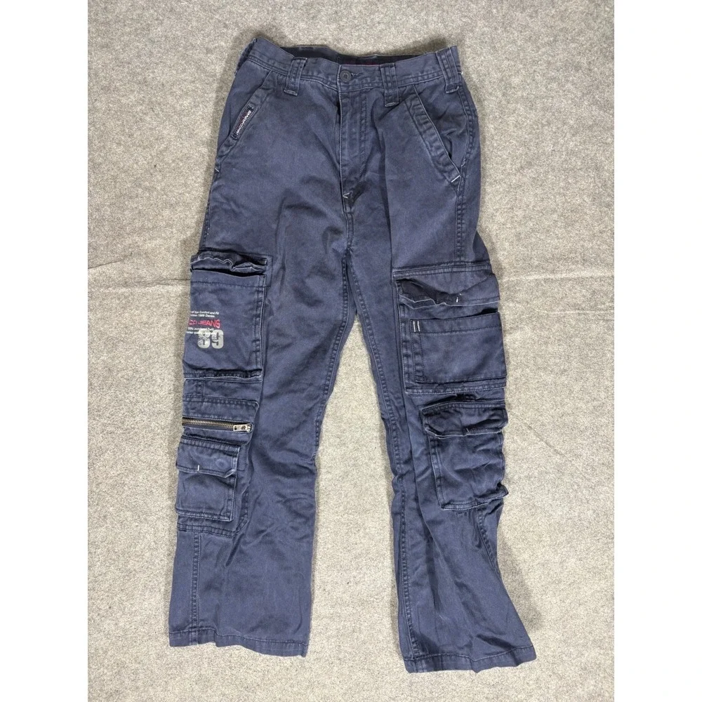 Paco Jeans Kids Navy Blue Cargo Pants Multi Pocket Utility Trousers 26x28